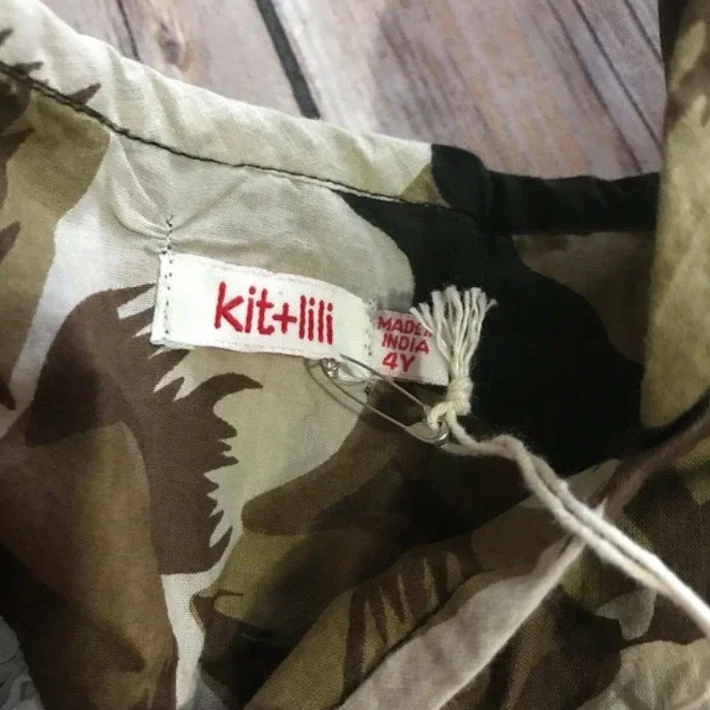 kit + lili Girls Dress Size 4 5 6 Brown Beige Black Floral Cotton NEW - Picture 2 of 3